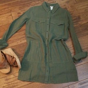 Green button up dress